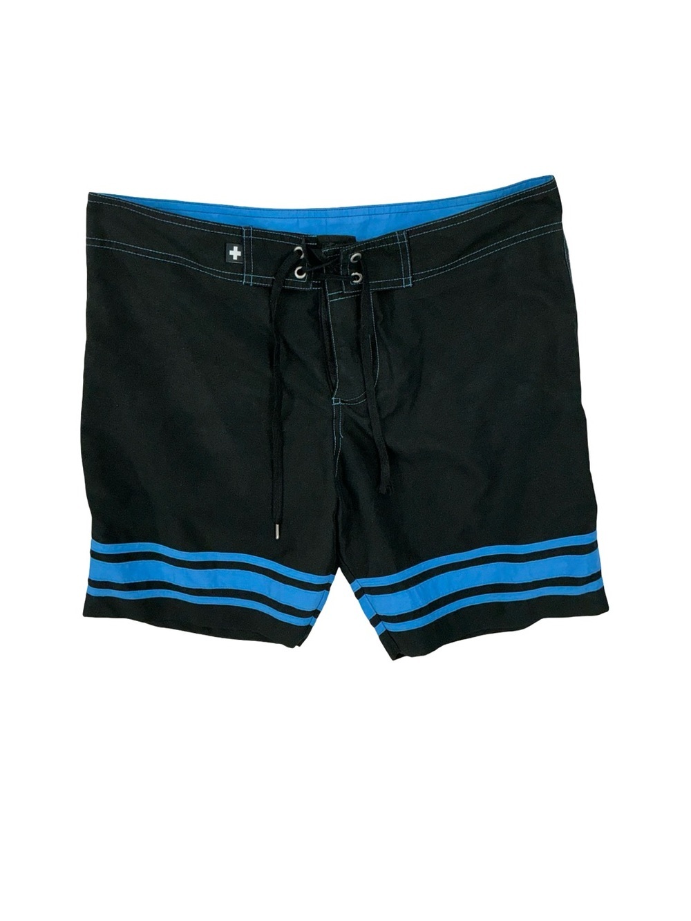 Andrew Christian Black Blue Board Shorts Swim Beach Size 32